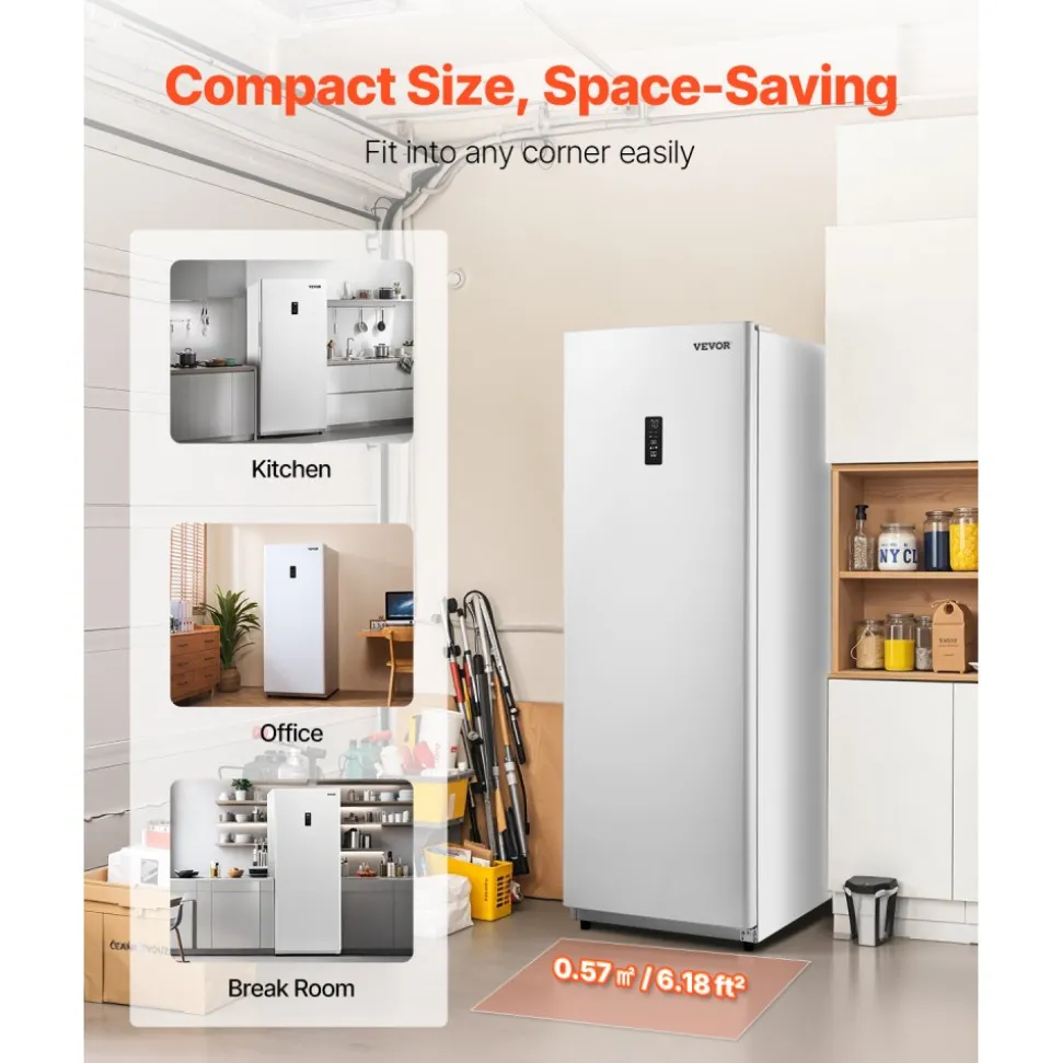 VEVOR Convertible Freezer/Refrigerator, 20.2 Cu.Ft Frost Free Upright Freezer with Temp Control Panel, Door Open too Long Alarm, Adjustable Shelves and LED, Standing Fridge for Kitchen, Office, Garage