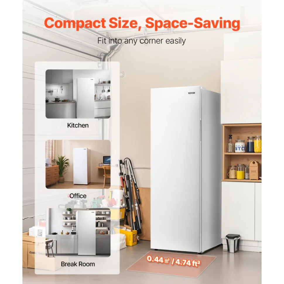 VEVOR Convertible Freezer/Refrigerator, 11 Cu.Ft Frost Free Upright Freezer with Temp Control Panel, Reversible Door, Adjustable Glass Shelves and LED, Standing Fridge for Kitchen, Office, Garage