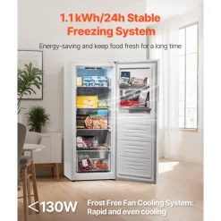 VEVOR Convertible Freezer/Refrigerator, 11 Cu.Ft Frost Free Upright Freezer with Temp Control Panel, Reversible Door, Adjustable Glass Shelves and LED, Standing Fridge for Kitchen, Office, Garage