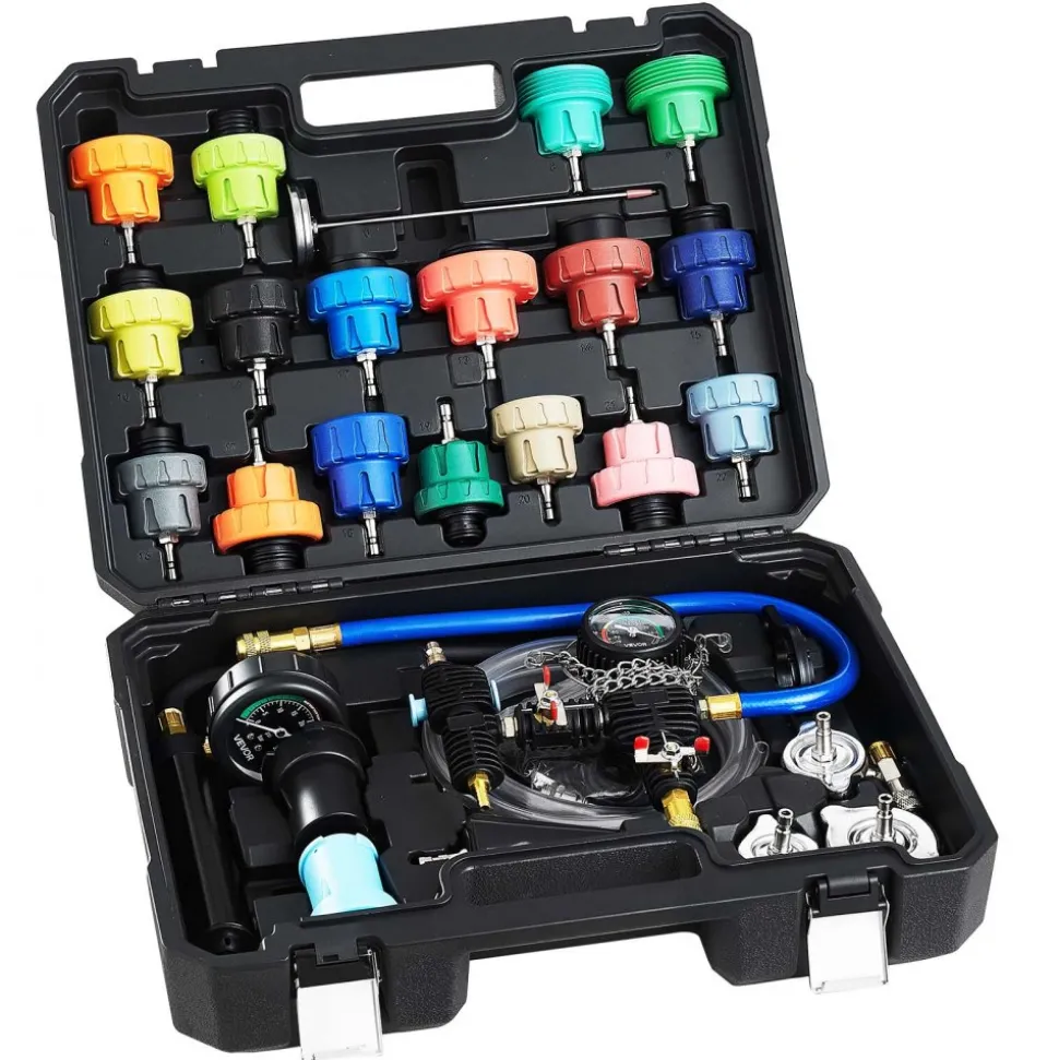 VEVOR Coolant Pressure Tester Kit, 47Pcs Radiator Vacuum Refill Kit with 3 Metal Adapters, Universal Fit, Automotive Cooling System Pressure Tester Tool, with Pressures Pump & Plastic Filler