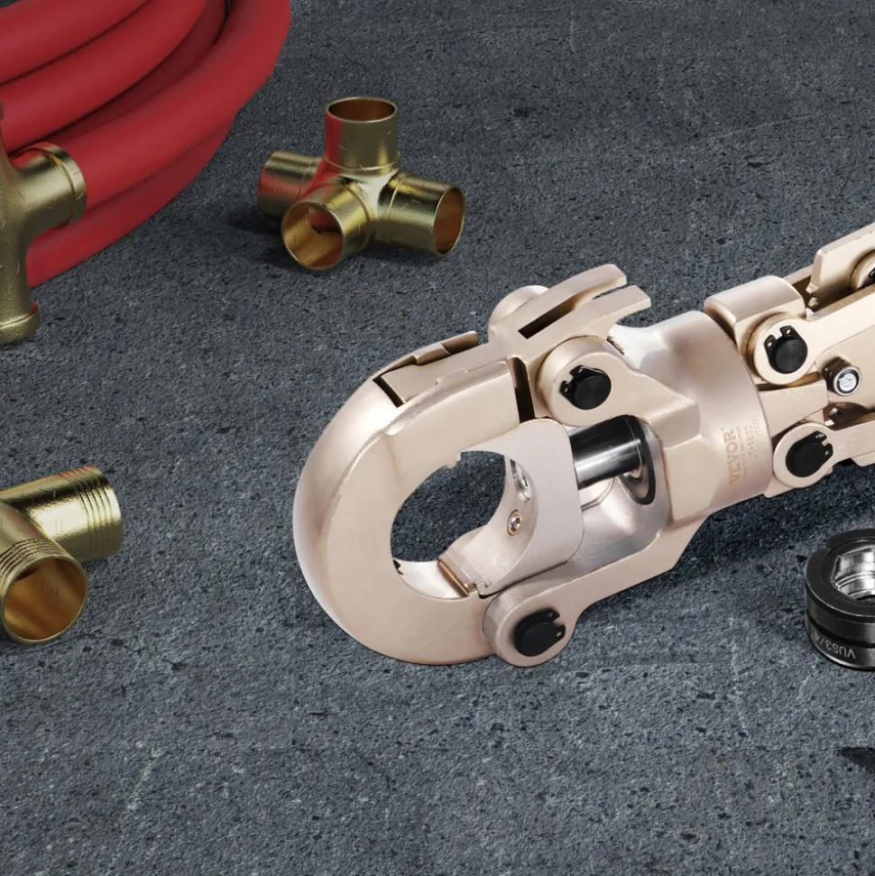 VEVOR Copper Press Tool Tube Fittings Crimping Kit, 360° Rotatable Press Crimper Tool with 1/2", 3/4", 1" Quick Change Jaws, Locking Pin & Extendable Handle, Meet ASTM B88 and B75 Standard