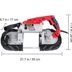 VEVOR Corded Band Saw, 5-Inch Cut Capacity, Variable Speed, Handheld, 10A Motor, for Metal, Wood, Tubing, Pipes, Rebar, Plastic