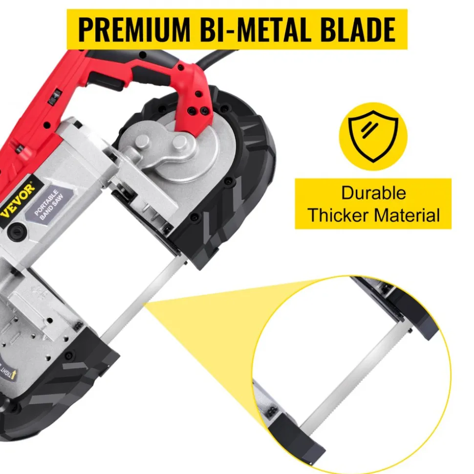 VEVOR Corded Band Saw, 5-Inch Cut Capacity, Variable Speed, Handheld, 10A Motor, for Metal, Wood, Tubing, Pipes, Rebar, Plastic