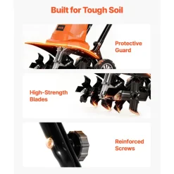 VEVOR Corded Electric Tiller, 14 Inch Tilling Width Garden Rototiller, 10-Amp Motor Heavy-Duty Tilling Machine, Cultivator with Steel Tines and Foldable Handle, for Lawn, Yard, and Gardening Care