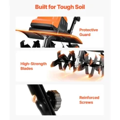 VEVOR Corded Electric Tiller, 18 Inch Tilling Width Garden Rototiller, 15-Amp Motor Heavy-Duty Tilling Machine, Cultivator with Steel Tines and Foldable Handle, for Lawn, Yard, and Gardening Care