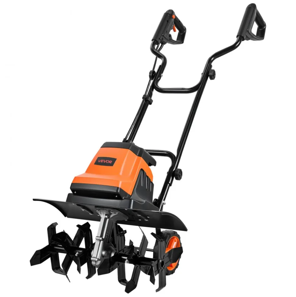 VEVOR Corded Electric Tiller, 18 Inch Tilling Width Garden Rototiller, 15-Amp Motor Heavy-Duty Tilling Machine, Cultivator with Steel Tines and Foldable Handle, for Lawn, Yard, and Gardening Care