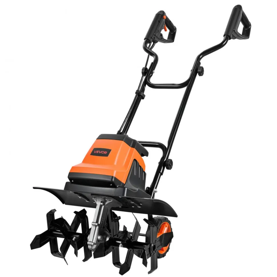 VEVOR Corded Electric Tiller, 18 Inch Tilling Width Garden Rototiller, 15-Amp Motor Heavy-Duty Tilling Machine, Cultivator with Steel Tines and Foldable Handle, for Lawn, Yard, and Gardening Care