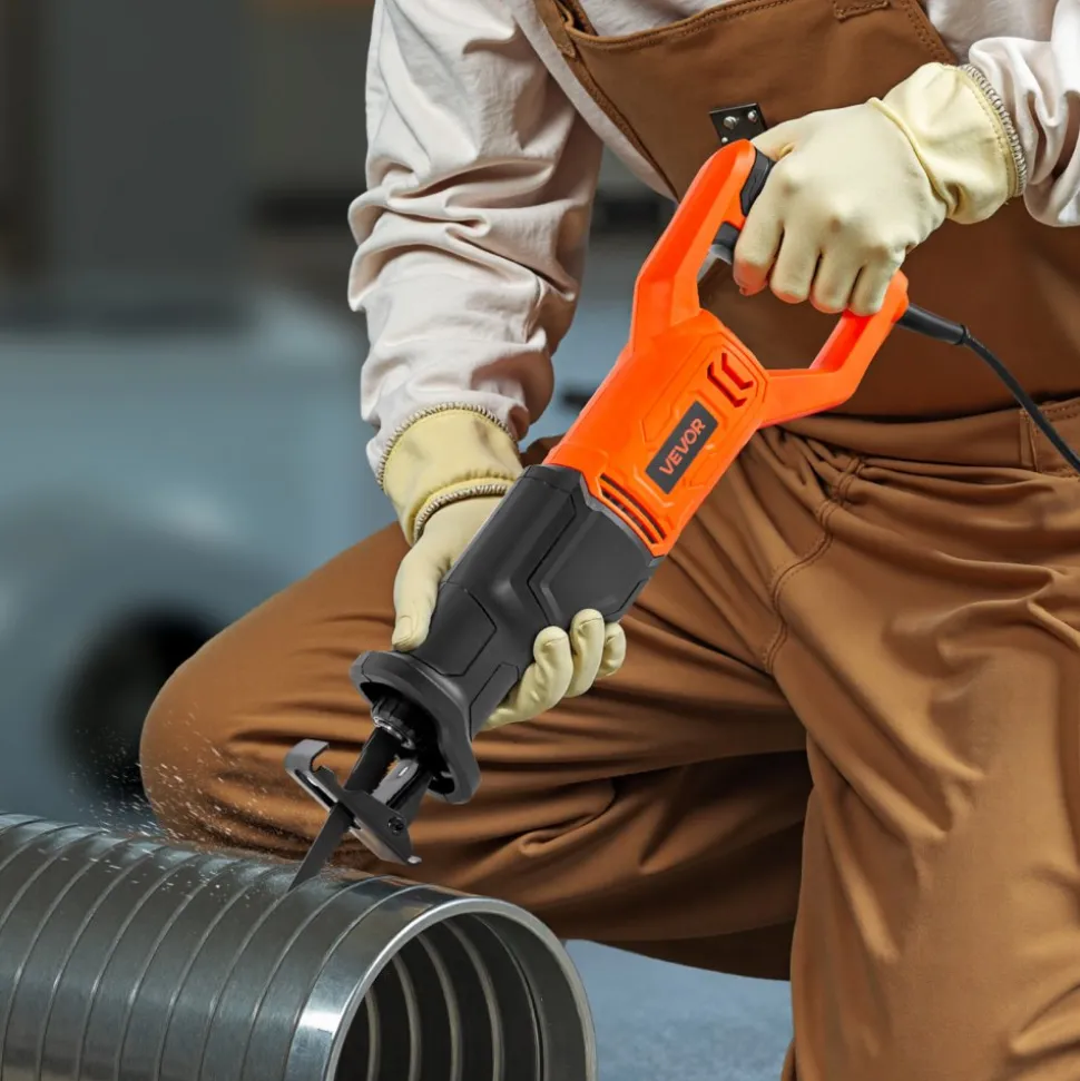 VEVOR Corded Reciprocating Saw, 120 Volt 6 Amp, 3000 SPM Variable Speed, 3/4 inch Stroke Length, Electric Reciprocating Saw with 8 Blades and Carrying Bag, for Wood, Metal, and Plastic Cutting