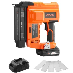 VEVOR Cordless Brad Nailer, 18 Gauge, 20V Battery Powered Nail Gun, with 500 pcs Nails, 2.0 Ah Li-ion Battery and Charger, Adjustable Nailing Depth, for Home Improvement, Woodworking, DIY Project