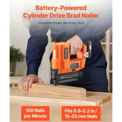 VEVOR Cordless Brad Nailer, 18 Gauge, 20V Battery Powered Nail Gun, with 500 pcs Nails, 2.0 Ah Li-ion Battery and Charger, Adjustable Nailing Depth, for Home Improvement, Woodworking, DIY Project