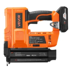 VEVOR Cordless Brad Nailer, 18 Gauge, 20V Battery Powered Nail Gun, with 500 pcs Nails, 2.0 Ah Li-ion Battery and Charger, Adjustable Nailing Depth, for Home Improvement, Woodworking, DIY Project