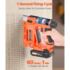 VEVOR Cordless Brad Nailer, 2-in-1 Nail Gun Staple Gun, 18 Gauge 5/8 inch, Includes 1000 Pcs Staples and 1000 Pcs Nails, with Battery and Charger, Non-Slip Rubber Grip, for Woodworking DIY Projects