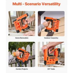 VEVOR Cordless Brad Nailer, 2-in-1 Nail Gun Staple Gun, 18 Gauge 1-1/4 inch, Includes 500 Pcs Staples and 500 Pcs Nails, with Battery and Charger, Non-Slip Rubber Grip, for Woodworking DIY Projects