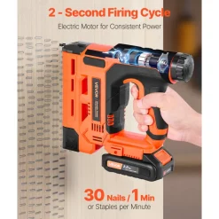 VEVOR Cordless Brad Nailer, 2-in-1 Nail Gun Staple Gun, 18 Gauge 1-1/4 inch, Includes 500 Pcs Staples and 500 Pcs Nails, with Battery and Charger, Non-Slip Rubber Grip, for Woodworking DIY Projects