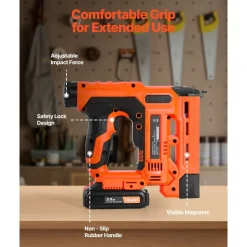 VEVOR Cordless Brad Nailer, 2-in-1 Nail Gun Staple Gun, 18 Gauge 1-1/4 inch, Includes 500 Pcs Staples and 500 Pcs Nails, with Battery and Charger, Non-Slip Rubber Grip, for Woodworking DIY Projects