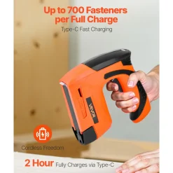 VEVOR Cordless Brad Nailer, 2-in-1 Nail Gun Staple Gun, 18 Gauge 5/8 inch, Battery Powered, with 1000 Pcs Staples and 1000 Pcs Nails, Non-Slip Rubber Grip, for Woodworking, Carpentry and DIY Projects