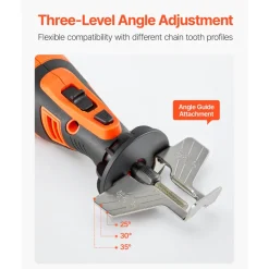 VEVOR Cordless Chainsaw Sharpener, 5-Speed Adjustable Electric Saw Chain Sharpener 5000-30000 RPM, Rechargeable Handheld Chainsaw Sharpening Tool with 4 Sharpening Heads & Angle Guide Attachment