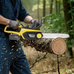 VEVOR Cordless Chainsaw, 20V 12-Inch Brushless Chainsaw Battery Powered, 4.0Ah Battery and Rapid Charger Included, Handheld Electric Chain Saw for Tree Felling, Wood Cutting, Pruning, and Trimming