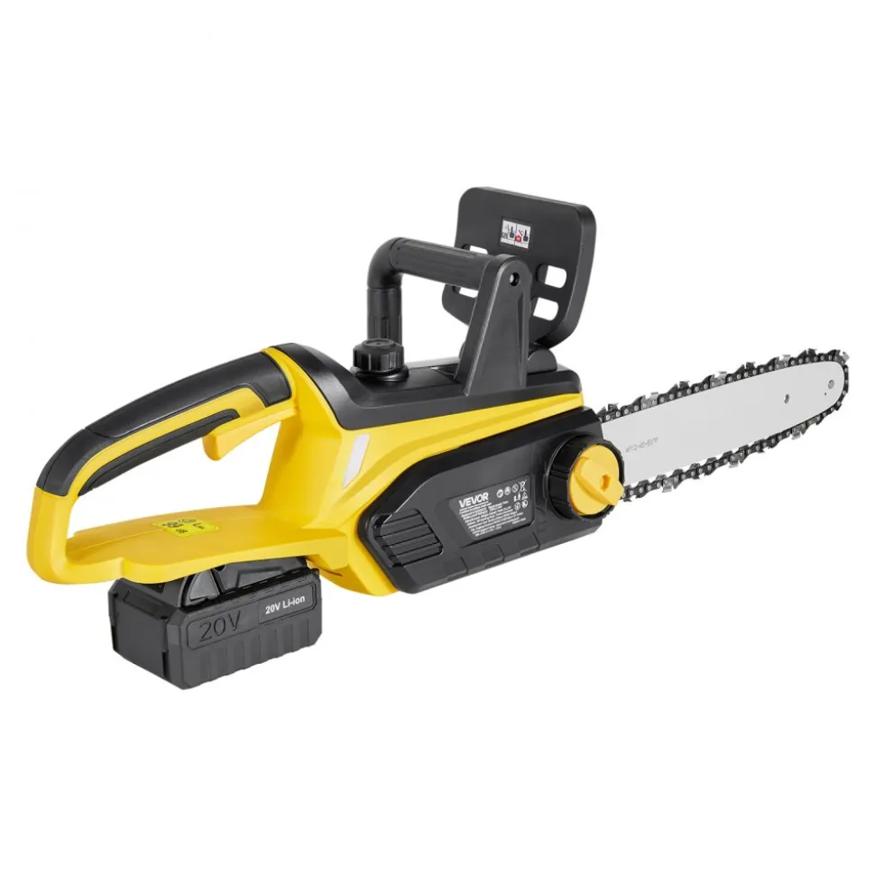 VEVOR Cordless Chainsaw, 20V 12-Inch Brushless Chainsaw Battery Powered, 4.0Ah Battery and Rapid Charger Included, Handheld Electric Chain Saw for Tree Felling, Wood Cutting, Pruning, and Trimming