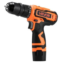 VEVOR Cordless Drill Driver, 5-In-1, Metal Chuck, Dual-Speed Variable, Drill Driver Kit with 2 Lithium Batteries and Charger, Tool Box, for Wood and Metal Drilling, Screw Tightening or Loosening