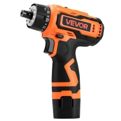 VEVOR Cordless Drill Driver, 5-In-1, Metal Chuck, Dual-Speed Variable, Drill Driver Kit with 2 Lithium Batteries and Charger, Tool Box, for Wood and Metal Drilling, Screw Tightening or Loosening