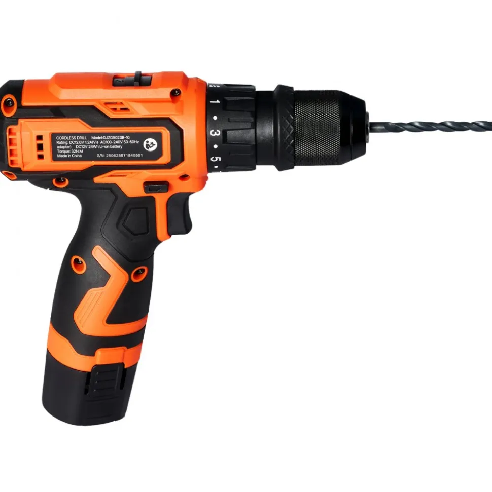VEVOR Cordless Drill Driver, 5-In-1, Metal Chuck, Dual-Speed Variable, Drill Driver Kit with 2 Lithium Batteries and Charger, Tool Box, for Wood and Metal Drilling, Screw Tightening or Loosening