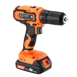 VEVOR Cordless Drill Driver, 1/2 inch Metal Chuck, Dual-Speed Variable, Drill Driver Kit with Lithium Battery and Charger, Belt Clip, for Wood and Metal Drilling, Screw Tightening or Loosening