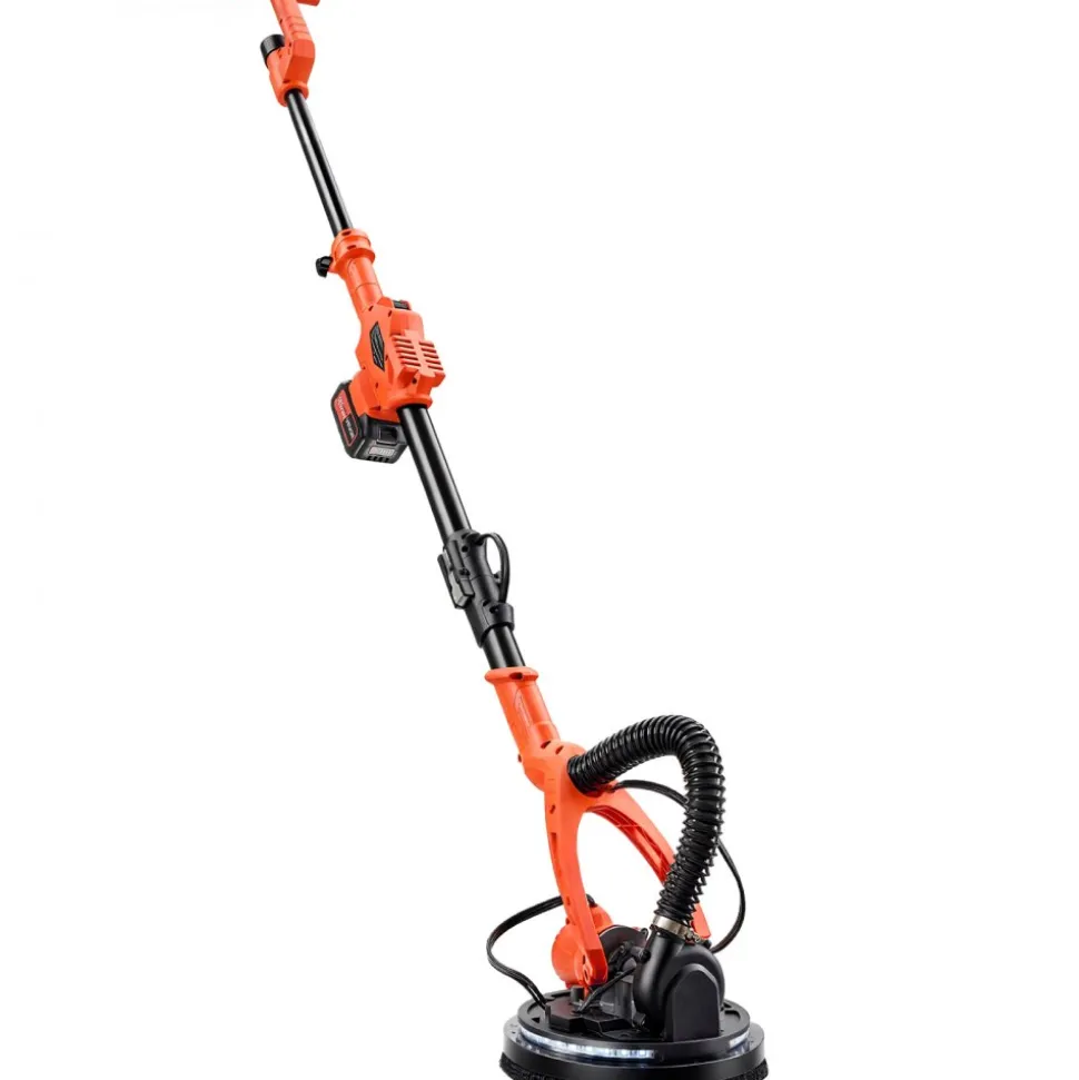 VEVOR Cordless Drywall Sander, 450W Electric Sander, Popcorn Ceiling Removal Tool with Vacuum Dust Collection, 7 Variable Speed 0-1600 RPM, LED Light, Foldable & Extendable Handle, 15 Sanding Discs
