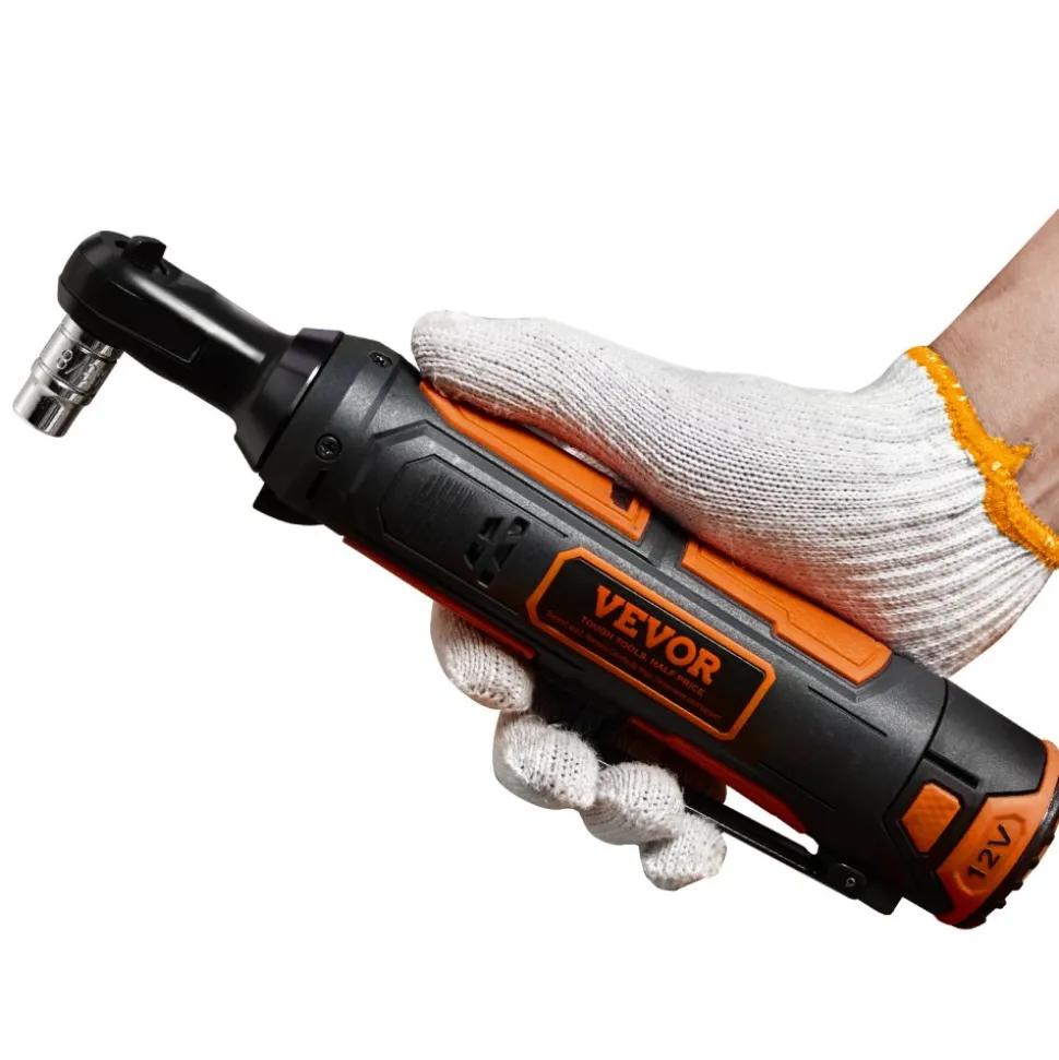 VEVOR 3/8" Cordless Electric Ratchet Wrench Set, 12V 33 Ft-lbs Power Ratchet Tool Kit, 45-Min Fast Charge, 2-Pack 2.0Ah Battery, Built-in LED Light, Variable Speed Trigger, 10 Sockets