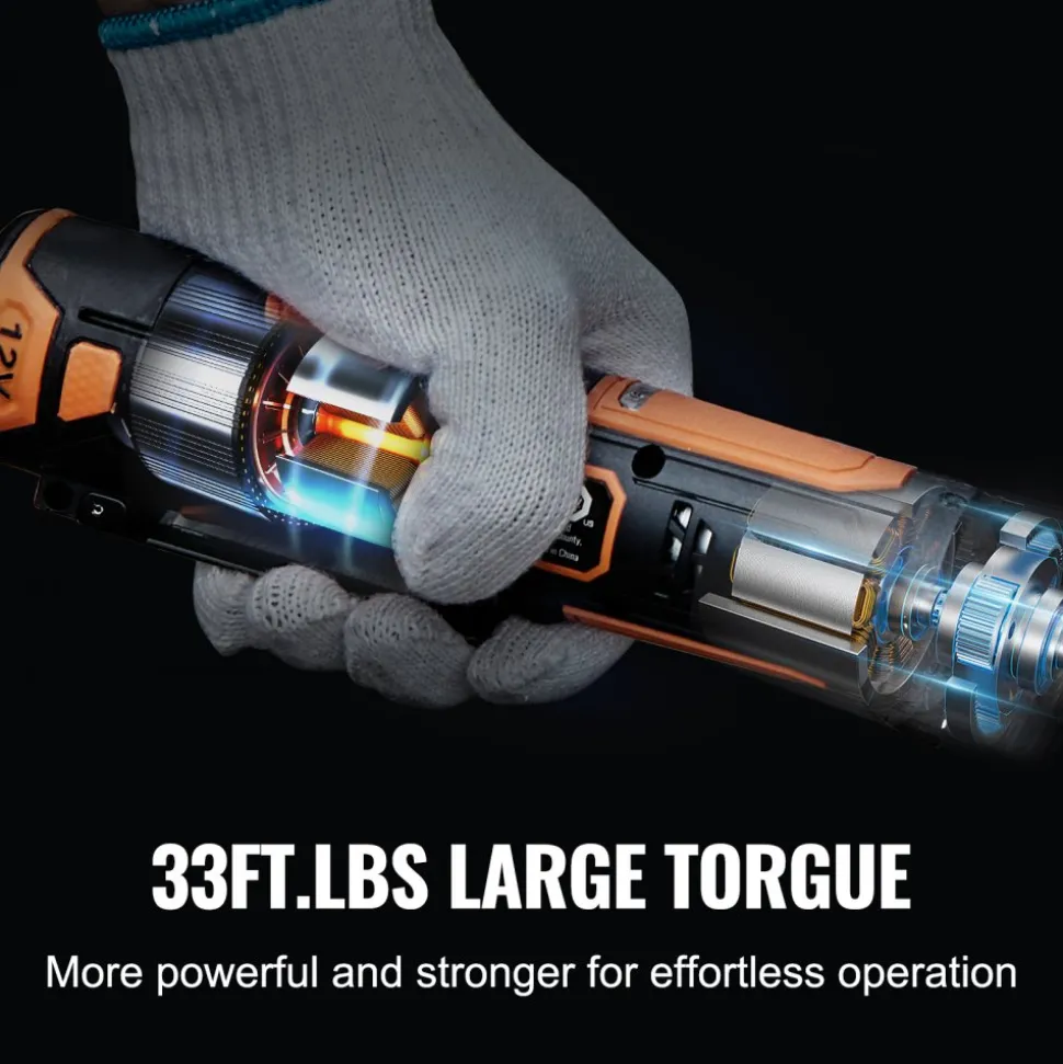 VEVOR 3/8" Cordless Electric Ratchet Wrench Set, 12V 33 Ft-lbs Power Ratchet Tool Kit, 45-Min Fast Charge, 2-Pack 2.0Ah Battery, Built-in LED Light, Variable Speed Trigger, 10 Sockets