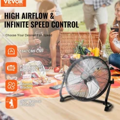 VEVOR Cordless Fan 16 in, Portable Quiet Personal Fan for Home or Office, 360 Degree Manual Pivoting Head, Stepless Speed Regulation High Velocity Cordless Fan, Heavy Duty Metal Industrial Floor Fans