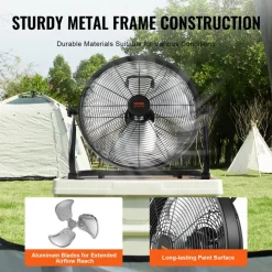 VEVOR Cordless Fan 16 in, Portable Quiet Personal Fan for Home or Office, 360 Degree Manual Pivoting Head, Stepless Speed Regulation High Velocity Cordless Fan, Heavy Duty Metal Industrial Floor Fans