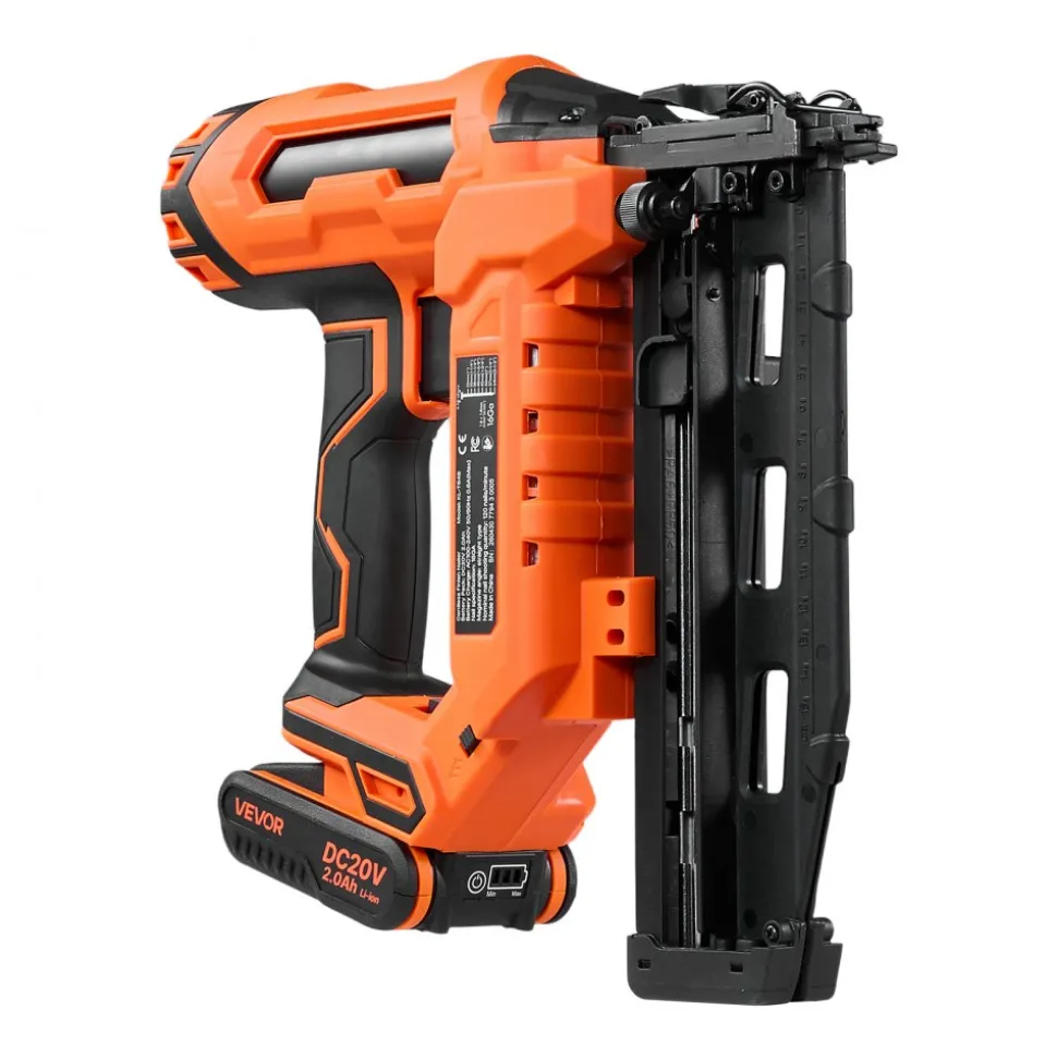 VEVOR Cordless Finish Nailer 20V 16GA Straight Cordless Nailer with Battery, Drives 1-1/4" to 2-1/2" Nails, with 1500 Nails, 2.0Ah Lithium-Ion Battery and Charger, with Ergonomic Handle, Lightweight