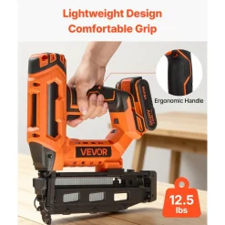 VEVOR Cordless Finish Nailer 20V 16GA Straight Cordless Nailer with Battery, Drives 1-1/4