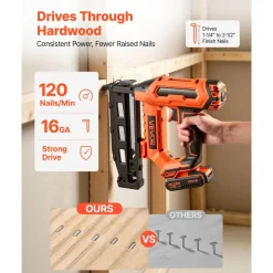 VEVOR Cordless Finish Nailer 20V 16GA Straight Cordless Nailer with Battery, Drives 1-1/4