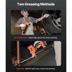 VEVOR Cordless Grease Gun, 8000 PSI Max Pressure, Battery Operated Grease Gun with LED Light & 35.4-inch Long Hose, Compatible with 18V Makita Batteries, For Greasing Vehicles or Machines(Tool Only)