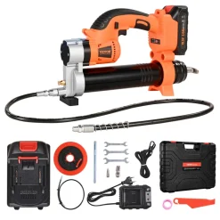 VEVOR Cordless Grease Gun, 8000 PSI Max Pressure, 20V Electric Grease Gun with 2.0 Ah Battery & LED Light, 30-inch Long Hose & Carrying Case, Variable Speed Triggers, Vehicles or Machines Greasing