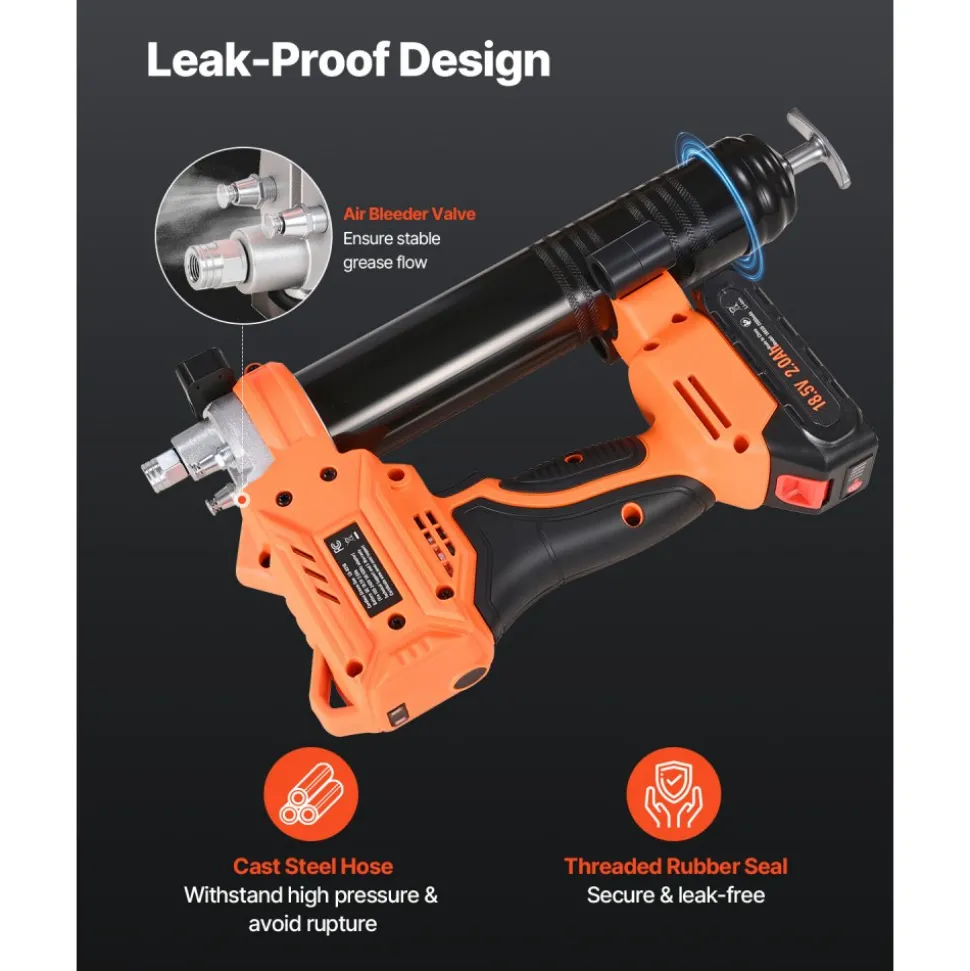 VEVOR Cordless Grease Gun, 8000 PSI Max Pressure, 20V Electric Grease Gun with 2.0 Ah Battery & LED Light, 35.4-inch Long Hose & Carrying Case, Variable Speed Triggers, Vehicles or Machines Greasing