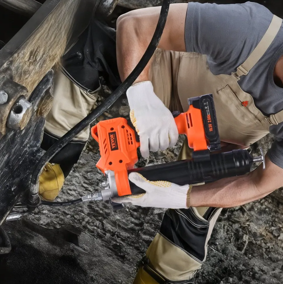VEVOR Cordless Grease Gun, 8000 PSI Max Pressure, 20V Electric Grease Gun with 2.0 Ah Battery & LED Light, 35.4-inch Long Hose & Carrying Case, Variable Speed Triggers, Vehicles or Machines Greasing