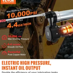 VEVOR Cordless Grease Gun, 20-Volt, 10,000 PSI, 39" Long Hose, Electric Grease Gun Kit Professional High Pressure Battery Powered Grease Gun with Carrying Case, Two Batteries & Charger Included, Black
