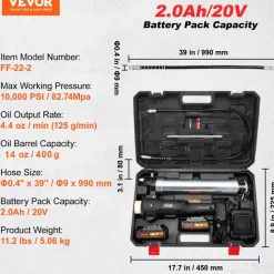 VEVOR Cordless Grease Gun, 20-Volt, 10,000 PSI, 39