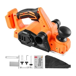 VEVOR Cordless Handheld Planer, 3-1/4-Inch Cut Width, 15000 RPM Electric Hand Wood Planer with Brushless Motor, Adjustable Cut Depth for Woodworking, Compatible with VEVOR 18V Battery (Bare Tool Only)