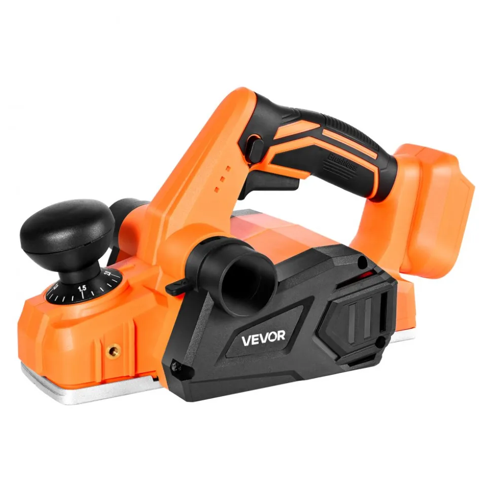 VEVOR Cordless Handheld Planer, 3-1/4-Inch Cut Width, 15000 RPM Electric Hand Wood Planer with Brushless Motor, Adjustable Cut Depth for Woodworking, Compatible with VEVOR 18V Battery (Bare Tool Only)