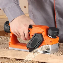 VEVOR Cordless Handheld Planer, 2-1/5-Inch Cut Width, 14500 RPM Electric Hand Wood Planer with 2 Ah 12V Lithium Battery, Brushless Motor, Adjustable Cut Depth, 2 Blades, for Woodworking Wood Chamfer