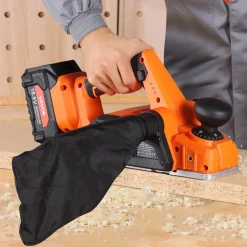 VEVOR Cordless Handheld Planer, 3-1/4-Inch Cut Width, 15000 RPM Electric Hand Wood Planer with 4.0 Ah 18V Lithium Battery, Brushless Motor, Adjustable Cut Depth, Dust Collection Bag, for Woodworking