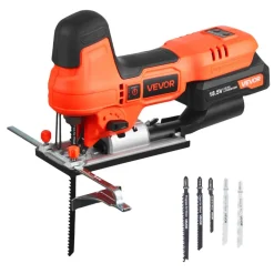 VEVOR Cordless Jig Saw, 20 V Brushless Motor, 3500 SPM Blade Speed, Cordless Jigsaw with 6 pcs Blades, LED Light, 6 Variable Speed, 0- 45° Bevel Cuts, 4 Orbital Settings for Straight/Circle Cutting