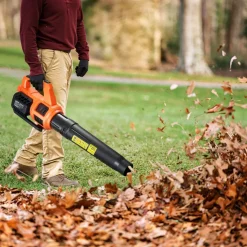 VEVOR Cordless Leaf Blower, 20V Powerful Electric Leaf Blower with 2.0Ah Battery, Fast Charging & Quiet Operation, 2 Speed Control, 450 CFM/110 MPH Lightweight Powered Blowers for Leaves Lawn Care