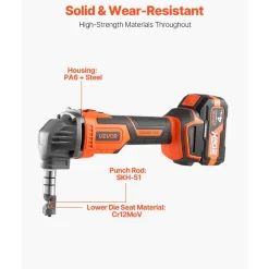 VEVOR Cordless Metal Nibbler, with 20 V 4000 mAh Battery, 2200 RPM Efficient Brushless Motor, Electric Nibbler Metal Cutter with Plastic Carrying Case for Cutting Steel Sheet and Aluminum Sheet