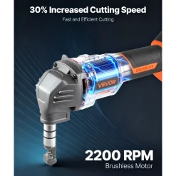 VEVOR Cordless Metal Nibbler, with 20 V 4000 mAh Battery, 2200 RPM Efficient Brushless Motor, Electric Nibbler Metal Cutter with Plastic Carrying Case for Cutting Steel Sheet and Aluminum Sheet