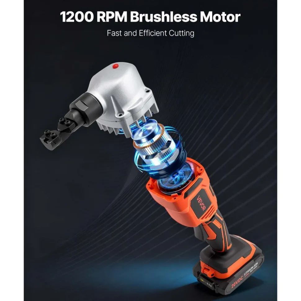 VEVOR Cordless Metal Nibbler, with 18 V 2000 mAh Battery, 1200 RPM Brushless Motor, Electric Nibbler Metal Cutter with Plastic Carrying Case for Cutting Stainless Steel, Aluminum, and Copper Sheet